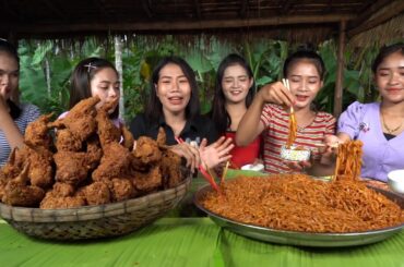 Wow amazing cooking noodle chili with chicken wing crispy recipe