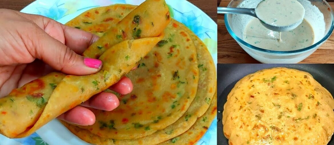 Wheat flour chilli garlic paratha recipe with liquid dough,No rolling No kneading Paratha Recipe