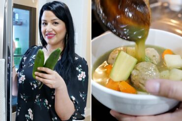 What I cooked while SNOWED in | Albondigas in Chile Verde (soup) Recipe