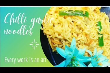 Chilli garlic noodles| green chilli garlic spaghetti|instantly noodles|quick recipe
