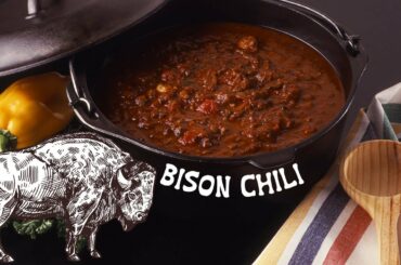 Easy Homemade Chili Recipe-made with ground bison cooked on a wood stove!