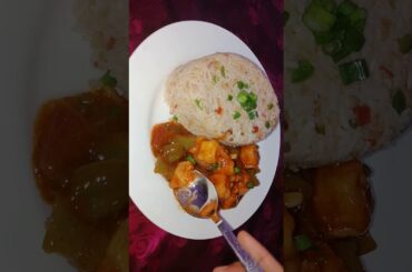 chilli paneer with fried rice subscribe for more recipes