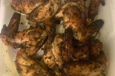Spicy chicken wings from my favorite Indian restaurant. The chicken is so moist and the way the heat builds is amazing!