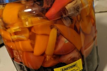Started a new batch of hot sauce today, this one is blueberry ghost pepper!