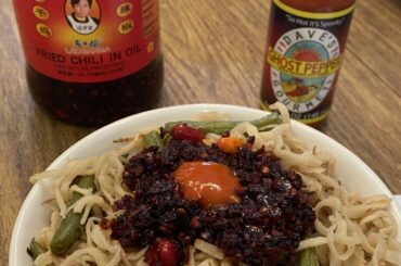 Mother-in-Law’s Dry Noodles with my 2 favourite sauces.