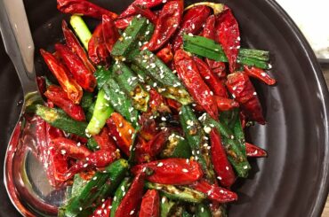 Sichuan fried Okra with Sichuan red chillies and peppercorns. The tears didn’t stop for hours. I had 3 glasses of soya milk and a large bowl of rice to calm down(Hong Kong)