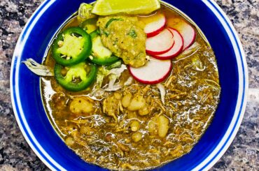 Pozole verde with tomatillo salsa