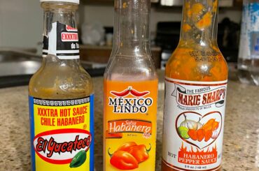 The only three Habanero hot sauces available at the closest store in order of hottest to mildest (l-r). Not much spice in the Marie Sharp’s. El Yucateco is fantastic.