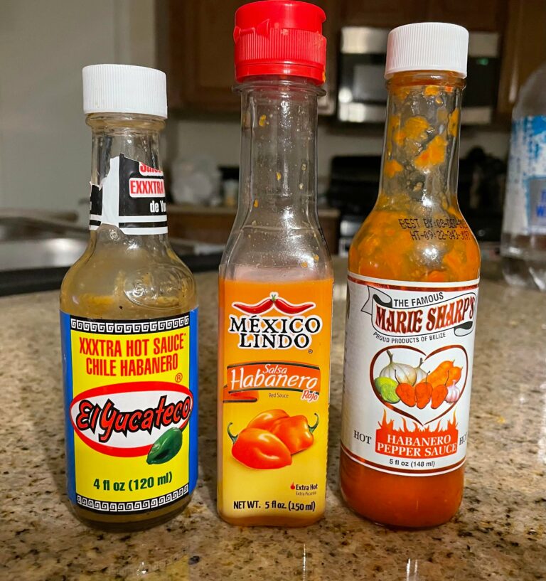 The only three Habanero hot sauces available at the closest store in