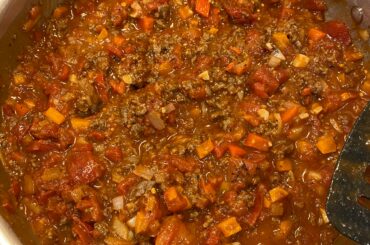 Home made Bison No-bean chilli featuring scorpion and ghost peppers.