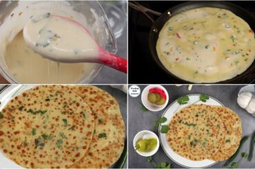 No roll No Knead  Chili Garlic / Onion / Mixed Veggie Paratha Recipe with Liquid Dough in 10 Minutes