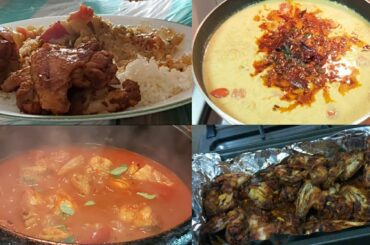 Weekend combo recipes ll chicken wings ll cauliflower potato stew, pomfret chilli curry & ghee rice