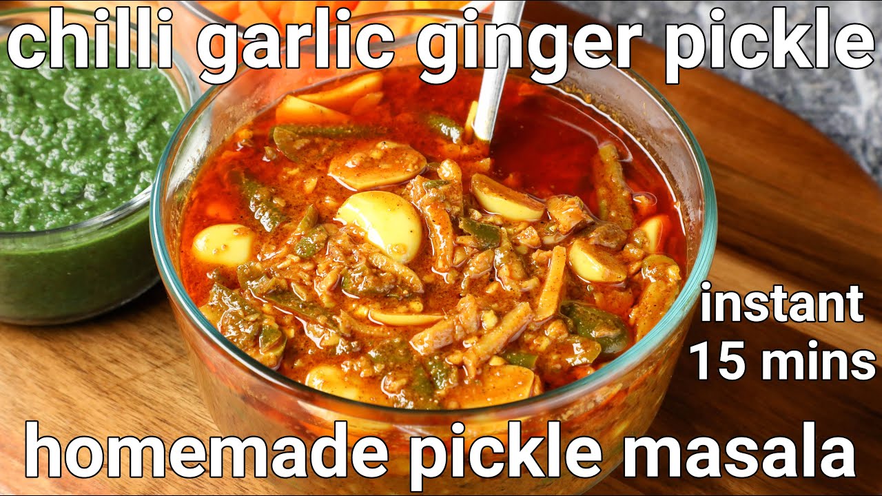 hari mirch adrak lahsun ka achar recipe instant pickle green chilli