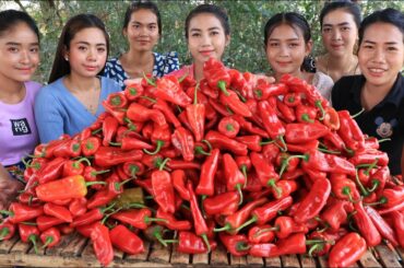 Wow amazing cooking chili salad recipe and eating with fish fried recipe