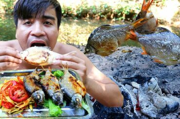 Natural Cook Grilled Fishes  with mango & Hot Chili for Lunch