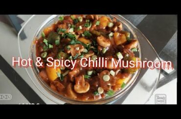 Hot & Spicy Chilli Mushroom Recipe . Best Side dish for Fried Rice - Yummy Menu