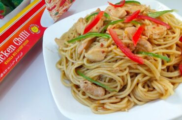 Chicken Chilli Spaghetti Recipe By Dua Ka Kitchen