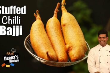 Stuffed Chilli Bajji Recipe in Tamil | How to Make Chilli Bajji | CDK #435 | Chef Deena's Kitchen