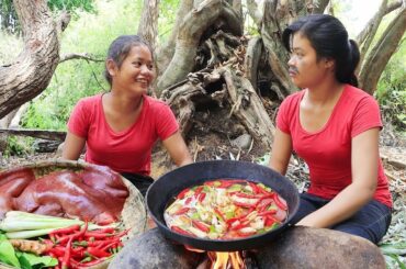 Eating Delicious  - Cooking pork liver Delicious taste with chili recipe