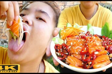 Salmon Fish With Chili Sauce - A girl makes chili sauce with salmon - food recipes -Delicious Food