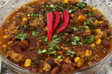 EASY TURKEY CHILI RECIPE FOR LUNCH OR DINNER NAN'S GLOBAL KITCHEN ASMR #114