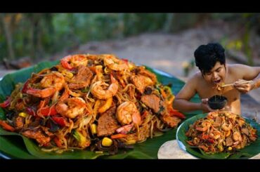 #NoodleSeafood Fried Noodle Shrimps Seafood Eating Spicy Chili So Delicious - Cooking Noodle Seafood