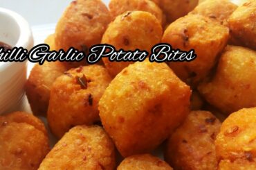 Crispy Chilli Garlic Potato Bites.| Easy and quick snack recipe.| Potato snack|Kids favorite| MaCain