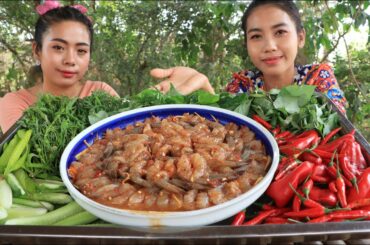 Shrimp raw with chili and vegetable recipe - Cooking skill