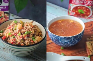 Tomato Soup Recipe with Garlic Bread and Chilli Potato Fried Rice | Desi Chinese Week with Ching’s