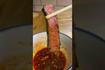 Steak with chili dipping sauce