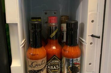 Wife: no more new hot sauces in the kitchen fridge. Me:
