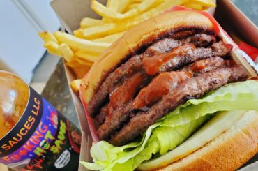 Four patty burger from In n Out with a spicy kick :)