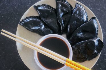 Super spicy kimchi & tofu dumplings (made them black for dramatic effect)