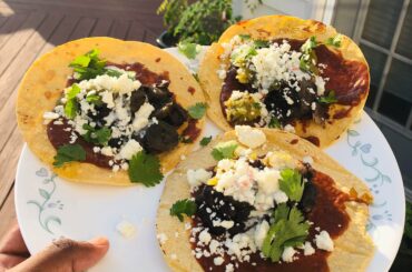 Tacos with Homemade Mole Sauce (Using Ancho, Guajillo, and Chipotle peppers)