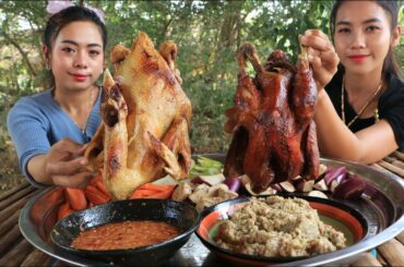 Cooking chicken roasted with chili sauce and vegetable recipe