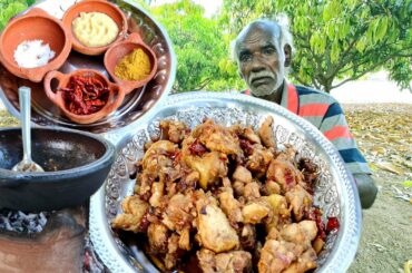 Old Man Cooking Red CHILLI CHICKEN Recipe | Spicy Chilli Chicken