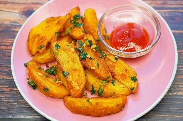 Chili Garlic Wedges | Crispy Potato Wedges Recipe | Easy Potato Snacks Recipe | Aloo Snacks Recipe
