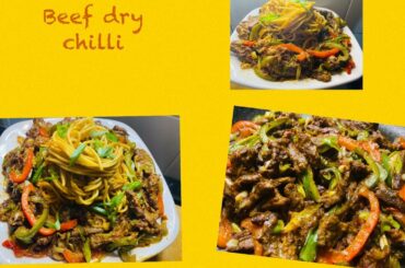 Beef dry chilli recipe/ Beef stir fry with spaghetti