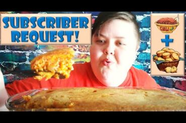 Homemade Chili Cornbread Casserole Mukbang! Cooking and Eating Show!