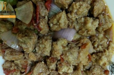 Chili Soya recipe, Soyabean recipe, How to make chili soyabean