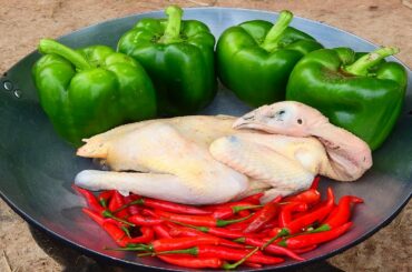 Cooking Green France Chili With Adult Whole Chicken Most Yummy | Cook France Chili & Chicken Recipe