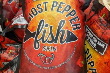 Ghost pepper fish skin. Proper hot supermarket find