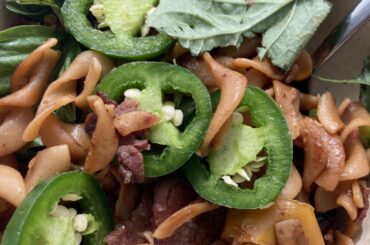 Americanized take on drunken noodles. My mouth feels like I’m sucking on embers and it’s goood.