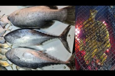 Coal fish BBQ | BIG size sea fish BBQ on the beach | Fnai Jungle Kitchen