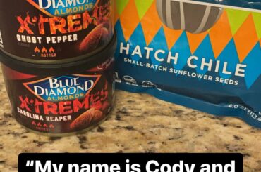 The almonds have legit heat (the reaper is my fav) & the Hatch Chile sunflower seeds not so much but awesome flavor