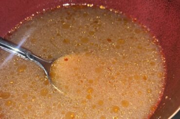 Miso with homemade chili oil. Both of my napkins are wet