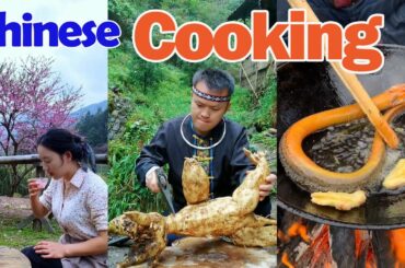 Women brew peach blossom wine,bacon,vegetables,chicken,chili,gourmet,cooking,recipe,food,delicious