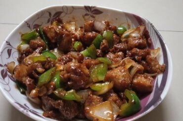 Simple Easy Instant Restaurant Style Soyabean Chilli Recipe Chinese made by my Husband