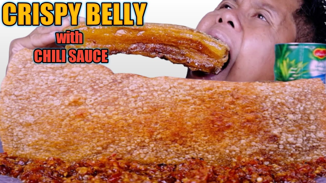 EATING CRISPY PORK BELLY CHILI GARLIC SAUCE FILIPINO FOOD PINOY