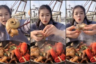 Meng Meng Jie Seafood  wonderful video Recipe Cooking Type Boil and Chili  Sauce Eating show #P7